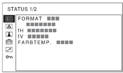 STATUS 1/2 FORMAT fH fV FARBTEMP.