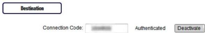 Destination Connection Code: Authenticated Deactivate