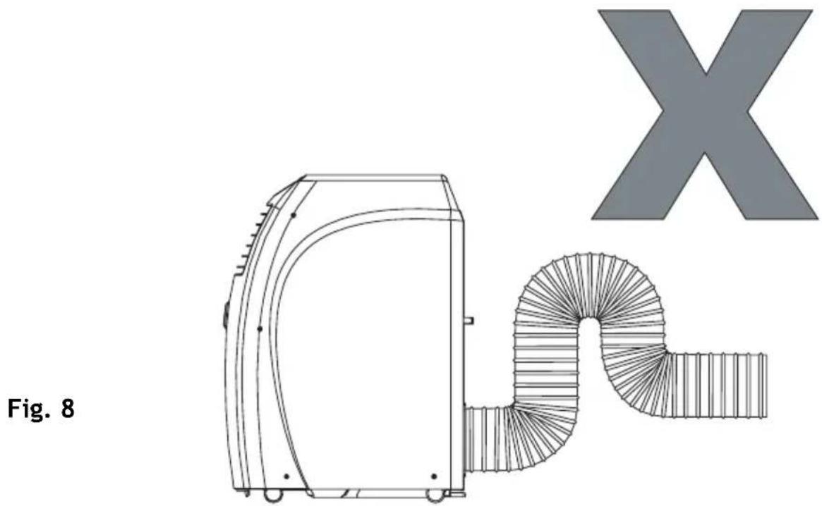 Technical line drawing of a mechanical component with a curved internal structure, labeled Fig. 8 (no text or symbols on the diagram itself)