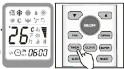 26°C h ON OFF 06:00 ON/OFF PAN SWING TIMES CLOCK SUPER SLEEP MODE