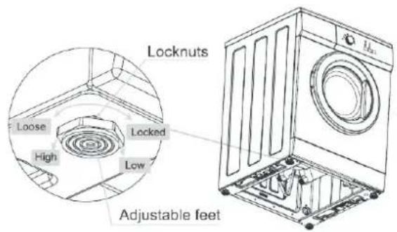 Locknuts Loose High Locked Low Adjustable feet