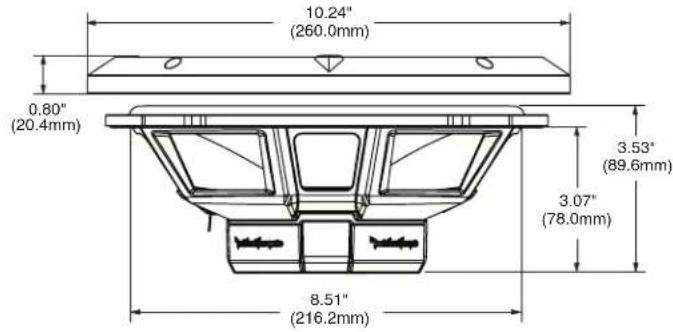 10.24" (260.0mm) 0.80" (20.4mm) 3.53" (89.6mm) 3.07" (78.0mm) 8.51" (216.2mm)