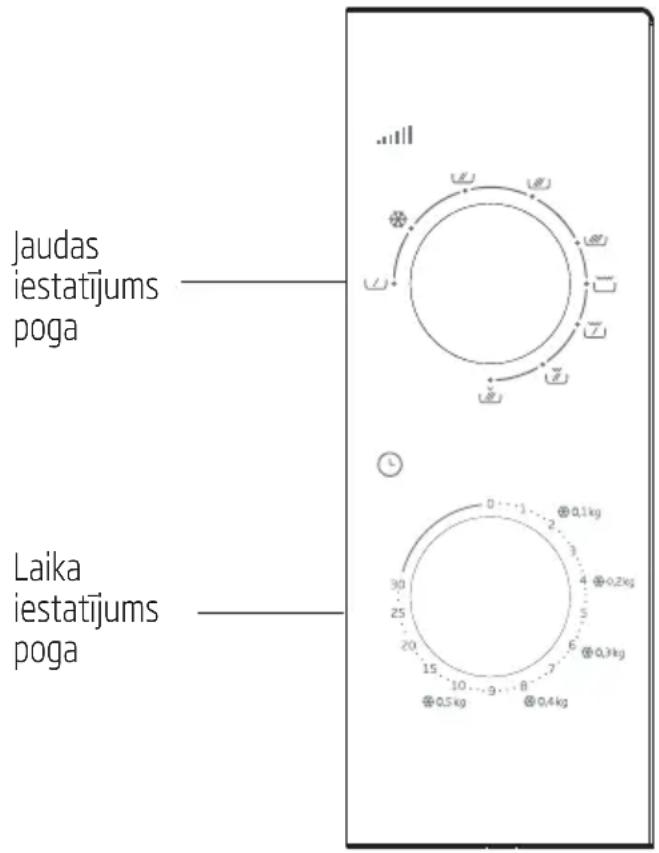 Jaudas iestatijums poga Laika iestatijums poga