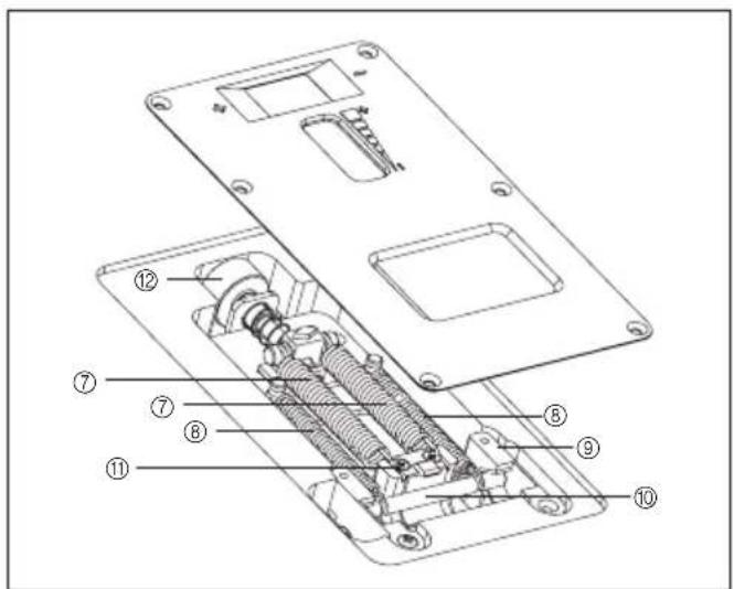 Technical diagram of an electronic device with numbered components for identification