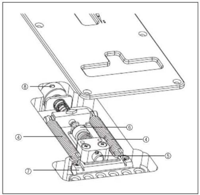Technical diagram of a mechanical assembly with numbered components for identification