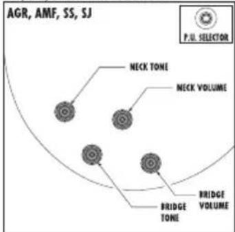 AGR, AMF, SS, SJ P.I. SELECTOR NECK TONE NECK VOLUME BRIDGE VOLUME BRIDGE TONE