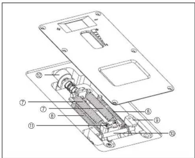 Technical diagram of an electronic device with numbered components for identification