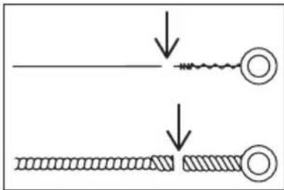 Diagram showing two stages of a mechanical or electrical component with downward arrows indicating process flow.