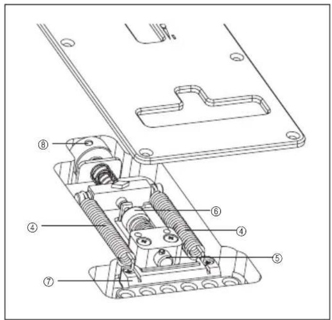 Technical diagram of a mechanical assembly with numbered components for identification