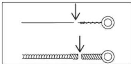 Diagram showing two stages of a mechanical or electrical component with downward arrows indicating process flow.