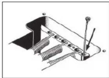 Mechanical assembly diagram showing a bracket with springs and bolts (no text or labels)