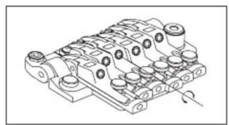 Technical line drawing of a mechanical component with multiple cylindrical parts and mounting holes (no text or symbols)