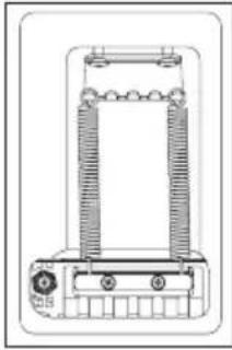 Technical line drawing of a mechanical or electrical component with no visible text or symbols