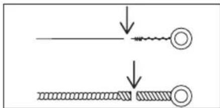 Diagram showing two stages of a mechanical or electrical component with downward arrows indicating motion (no text or symbols)