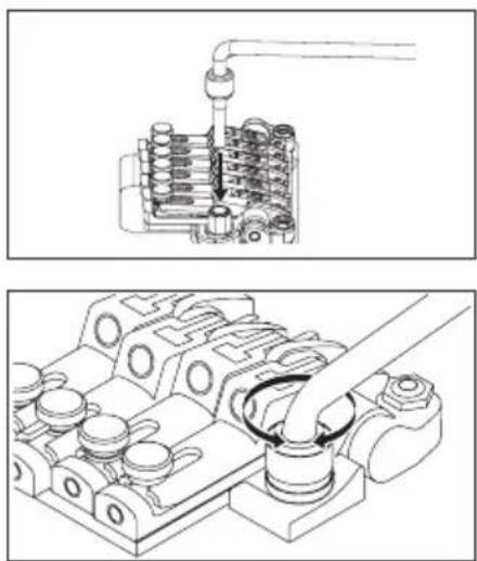 Technical line drawing showing mechanical assembly with no visible text or symbols