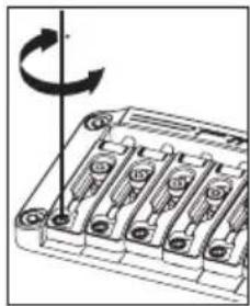 Diagram of a battery pack with six slots and a rotating arrow indicating rotation (no text or symbols)