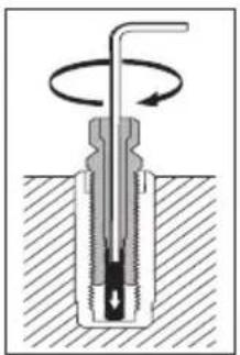 Cross-sectional diagram of a mechanical component with rotational motion arrows (no text or labels)