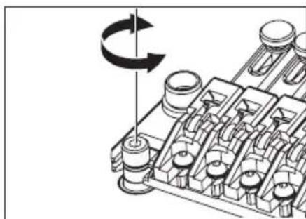 Mechanical assembly diagram showing a rotating component with a curved arrow indicating rotation (no text or symbols present)