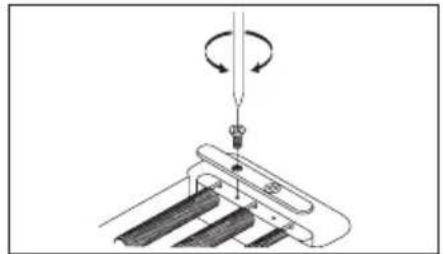 Diagram of a mechanical assembly with a tool and rotating motion arrows (no text or symbols)