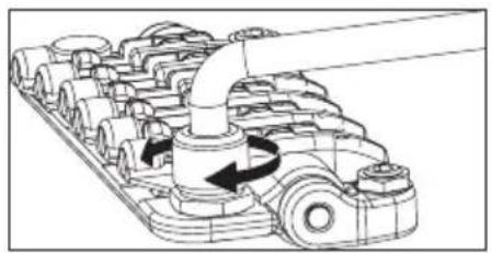 Mechanical assembly diagram showing a motor with rotating shaft and housing (no text or labels)