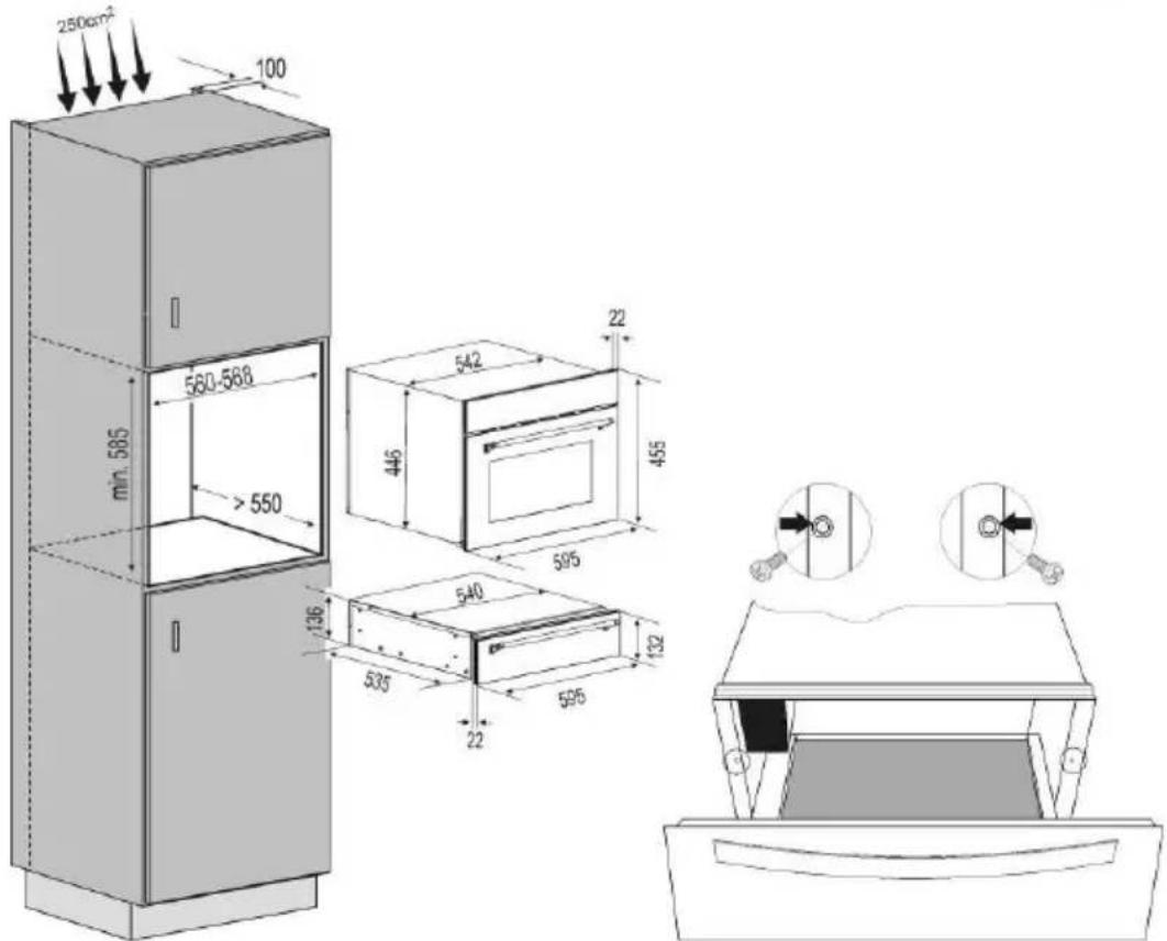 250cm² 100 min. 585 580-568 > 550 446 542 22 455 595 540 136 535 132 595 22