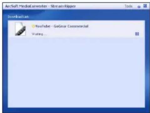 ArcSoft MediaConverter - Stream Ripper Download List: YouTube - GoGear Commercial Waiting...