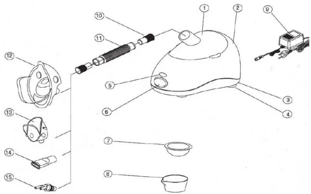 Exploded diagram of a washing machine with numbered parts for identification
