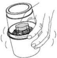 Diagram showing two stages of a container with arrows indicating movement, no text or symbols present
