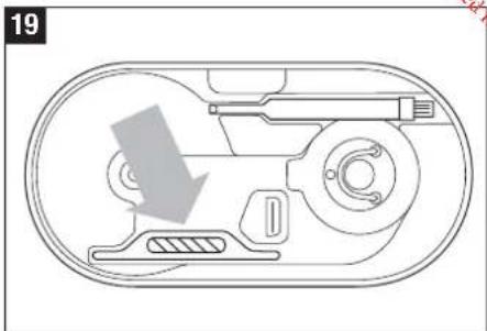 Technical line drawing of a mechanical component with a gray arrow indicating direction (no text or symbols)