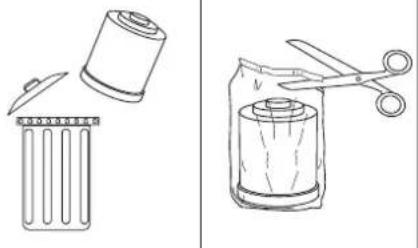 Illustration of two different types of cleaning tools: a cylindrical brush and a spool with scissors (no text or symbols)