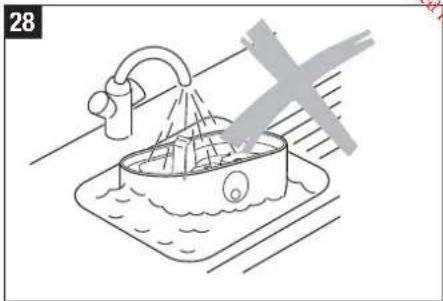 Line drawing of a boat spraying water with a hand holding a tool, no text or symbols present