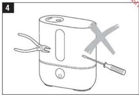 Line drawing of a portable electric heater with pliers and a screwdriver, no text or symbols present
