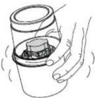 Diagram showing two stages of a container with arrows indicating process direction (no text or symbols)