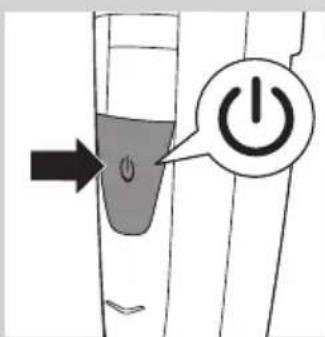 Diagram showing a button labeled 'Power' with an arrow pointing to it, indicating action or operation.
