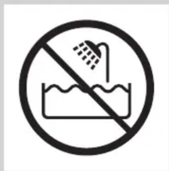 Prohibition sign showing shower spraying over a sink, with no text or symbols