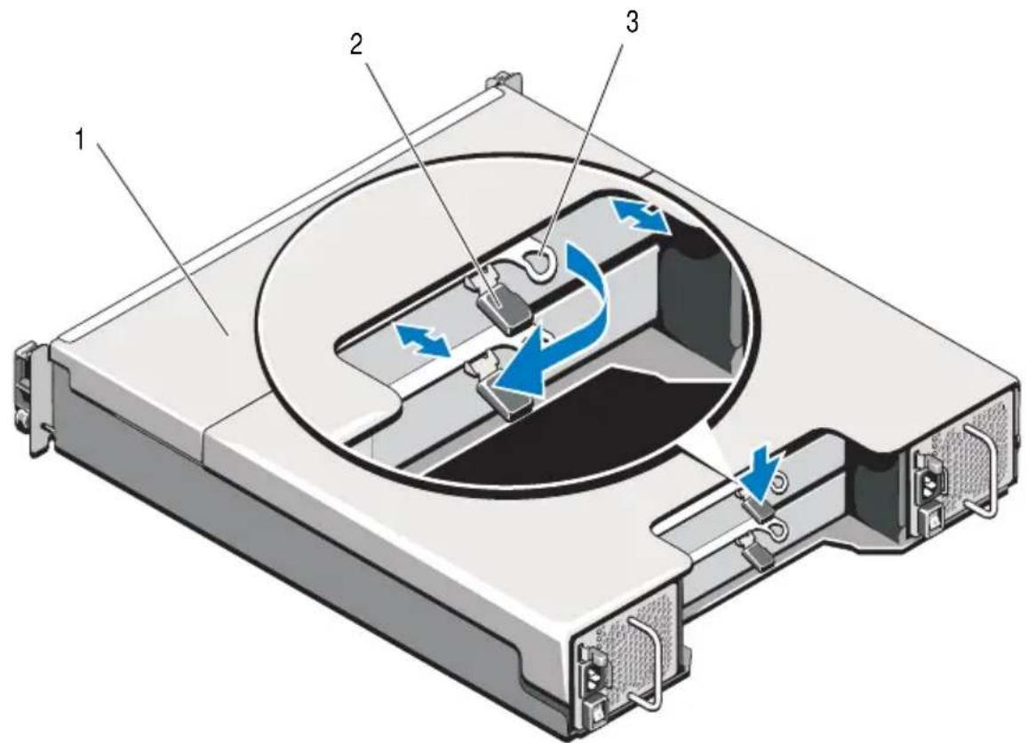 Technical diagram of a computer drive with labeled components and directional arrows indicating motion or flow.