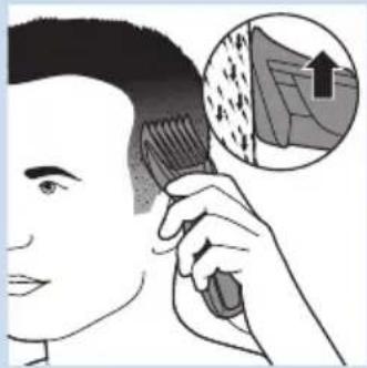 Illustration of a person using a comb with an inset showing a rising trend graph (no text or symbols)