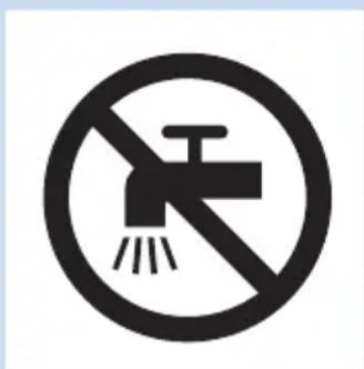 Prohibition sign showing a faucet crossed out by a diagonal line, indicating no pollution or water discharge (no text present).