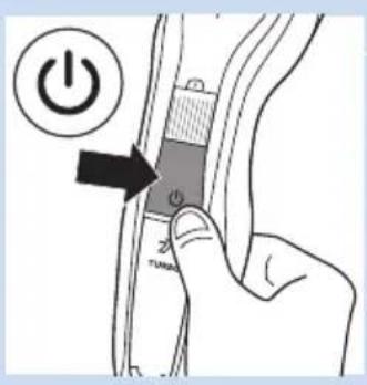 Diagram showing a hand pressing a button labeled 'TUNA' with an icon indicating power input, likely illustrating a mechanical or electrical switch mechanism.