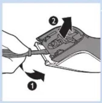 Diagram showing a hand holding a device with labeled parts, including arrows indicating movement or assembly.