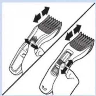 Illustration of two hair cutters with arrows indicating movement or force (no text or symbols)