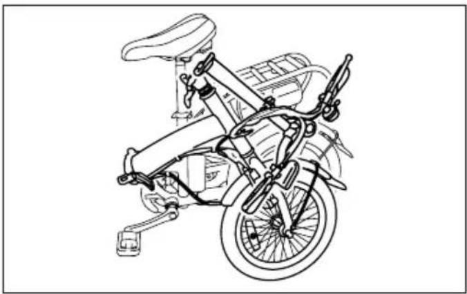 Line drawing of a bicycle with seatbelt, front wheel, and rear wheel (no text or symbols)