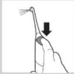 Hand holding a tool with a downward arrow indicating force or movement (no text or symbols present)