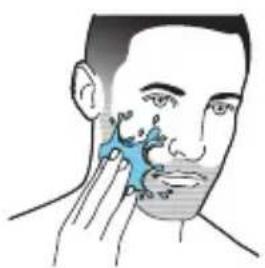 Illustration of a person applying facial massage to their face (no text or symbols)