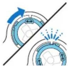 Diagram showing two circular components with arrows indicating motion, separated by a diagonal line (no text or symbols)