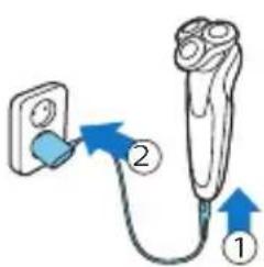 Diagram showing a device with labeled parts and directional arrows indicating connection or movement