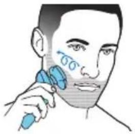 Illustration of a person applying facial hair to their cheek, with no text or symbols present