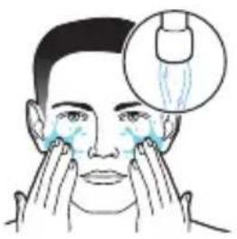 Illustration of a person applying facial cream to their face with a magnified inset showing the tip (no text or symbols)