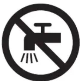 Prohibition sign showing a faucet crossed out by a diagonal line, indicating no leakage or anti-poaching (no text present)