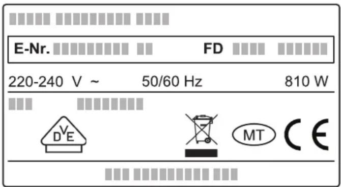 E-Nr. FD 220-240 V ~ 50/60 Hz 810 W D'VE MT CE